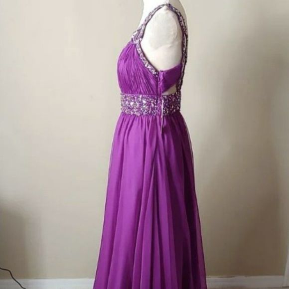 NWOT Tag Nina Canacci Long Gown in Purple - Picture 2 of 4